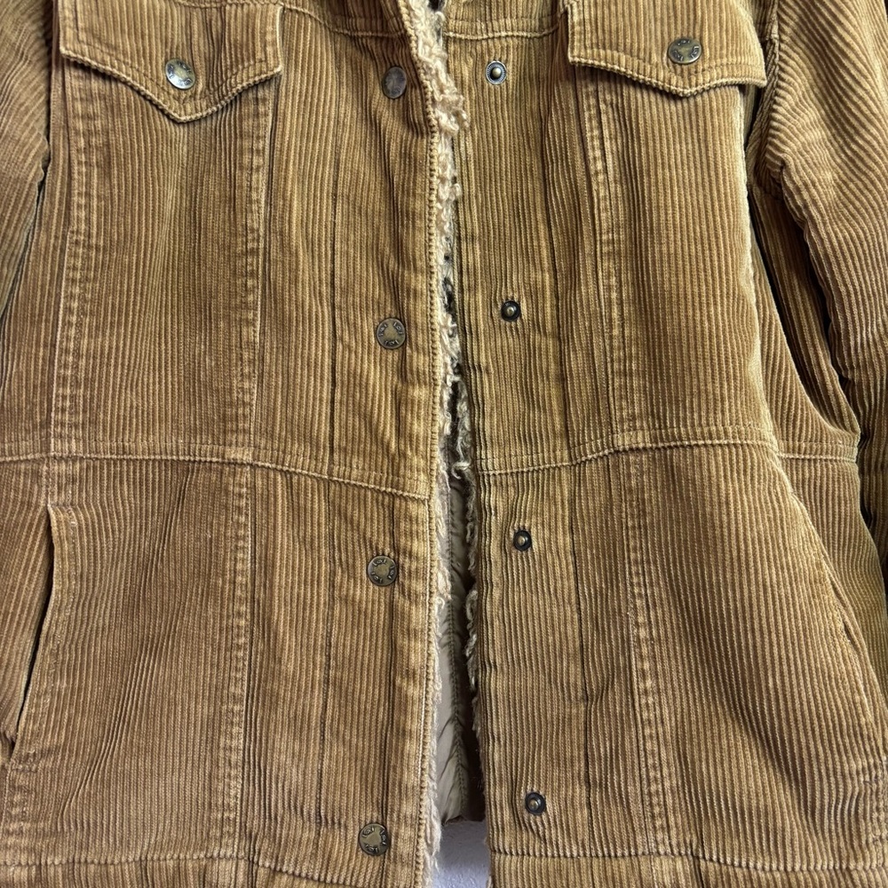 Vintage Y2K Women’s l.e.i. Brown Corduroy Jacket Faux Fur Collar and Trim size L - Picture 8 of 14
